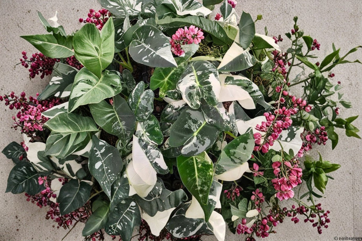 Variegated Alocasia Frydek Live Plant - Alocasia micholitziana 'Frydek' 4-Inch Pot