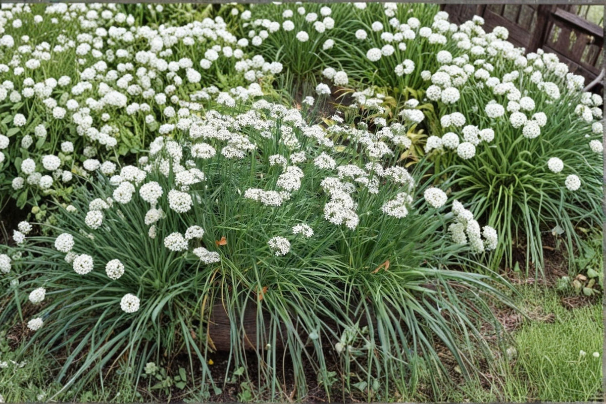 Garlic Chives Live Plant - 4 Inch Potted, Fully Rooted Culinary Herb