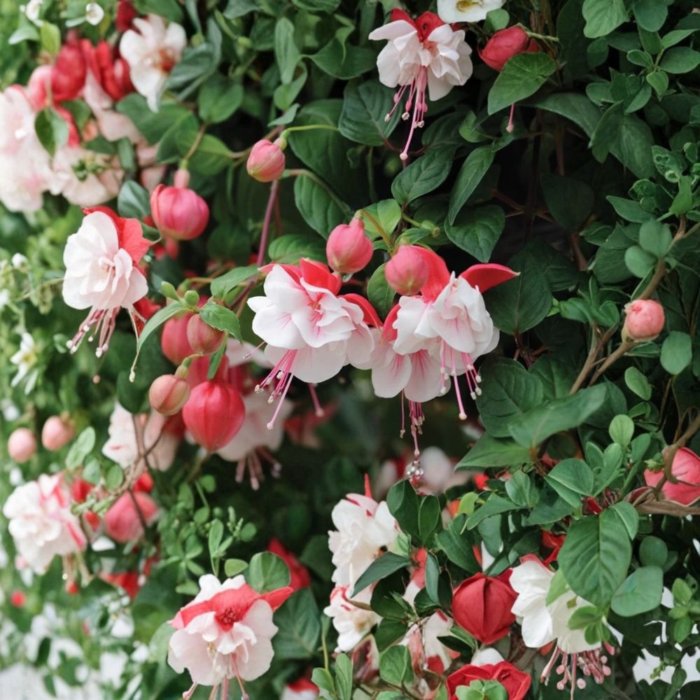 Swing Time Fuchsia Live Plant (2-Pack) - Red & White Bi-Color, 5-Inch Pots, Trailing