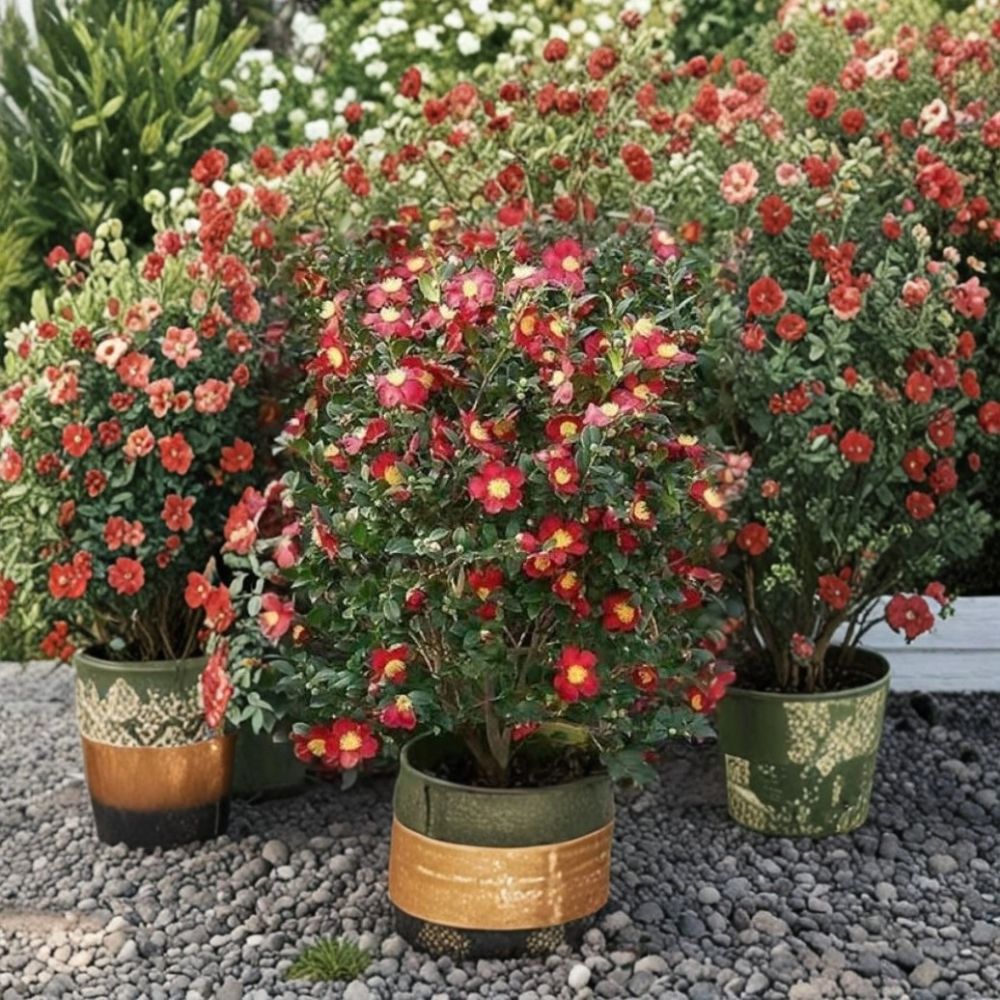 Yuletide Camellia Plant Camellia japonica ‘Yuletide’ – Live Potted Starter, Bold Red Flowers, Gold Stamens, 3" Pot (Zones 7–10)